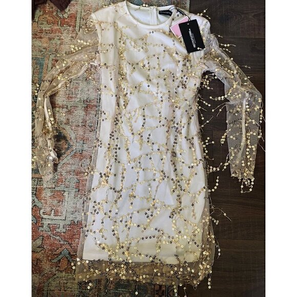 Pretty LITTLE THING Women's Dress Long Sleeve White Size 6 - Picture 1 of 10